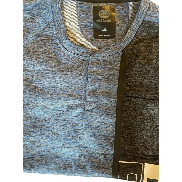ECKO Blue Polyester Shirt Pullover Crewneck Logo Graphic Pocket Mens Size 2XL - Picture 5 of 5